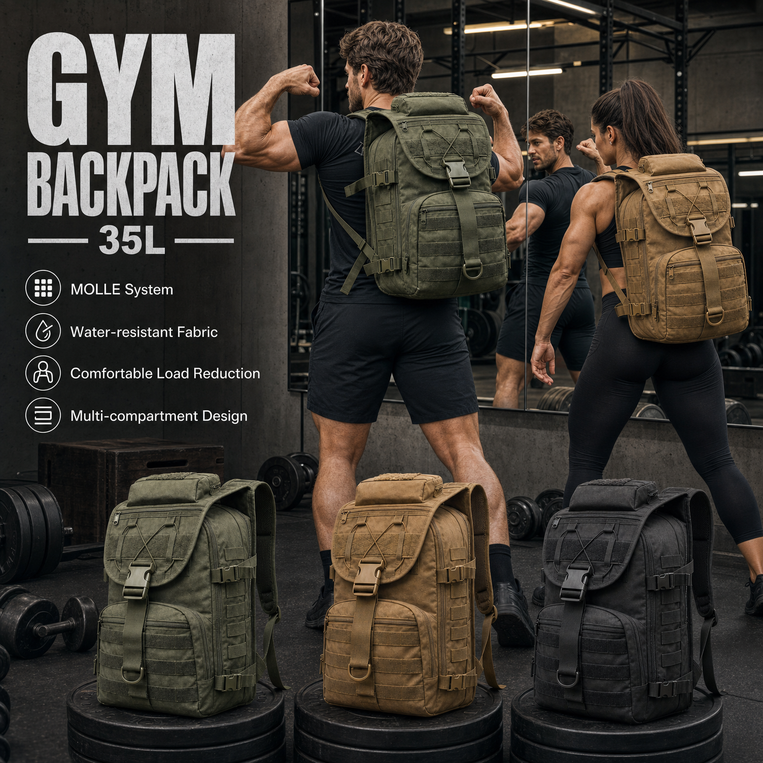 Gear For Crossfit - 35L Gym Training Backpack for Men